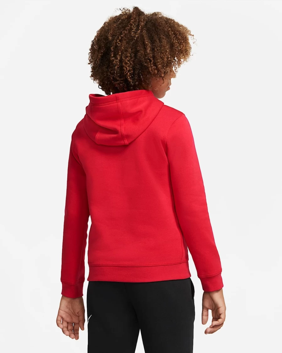 Nike Boys' University Red/White Pullover Hoodie - Sportswear Club Big Kids' Fleece Sweatshirt