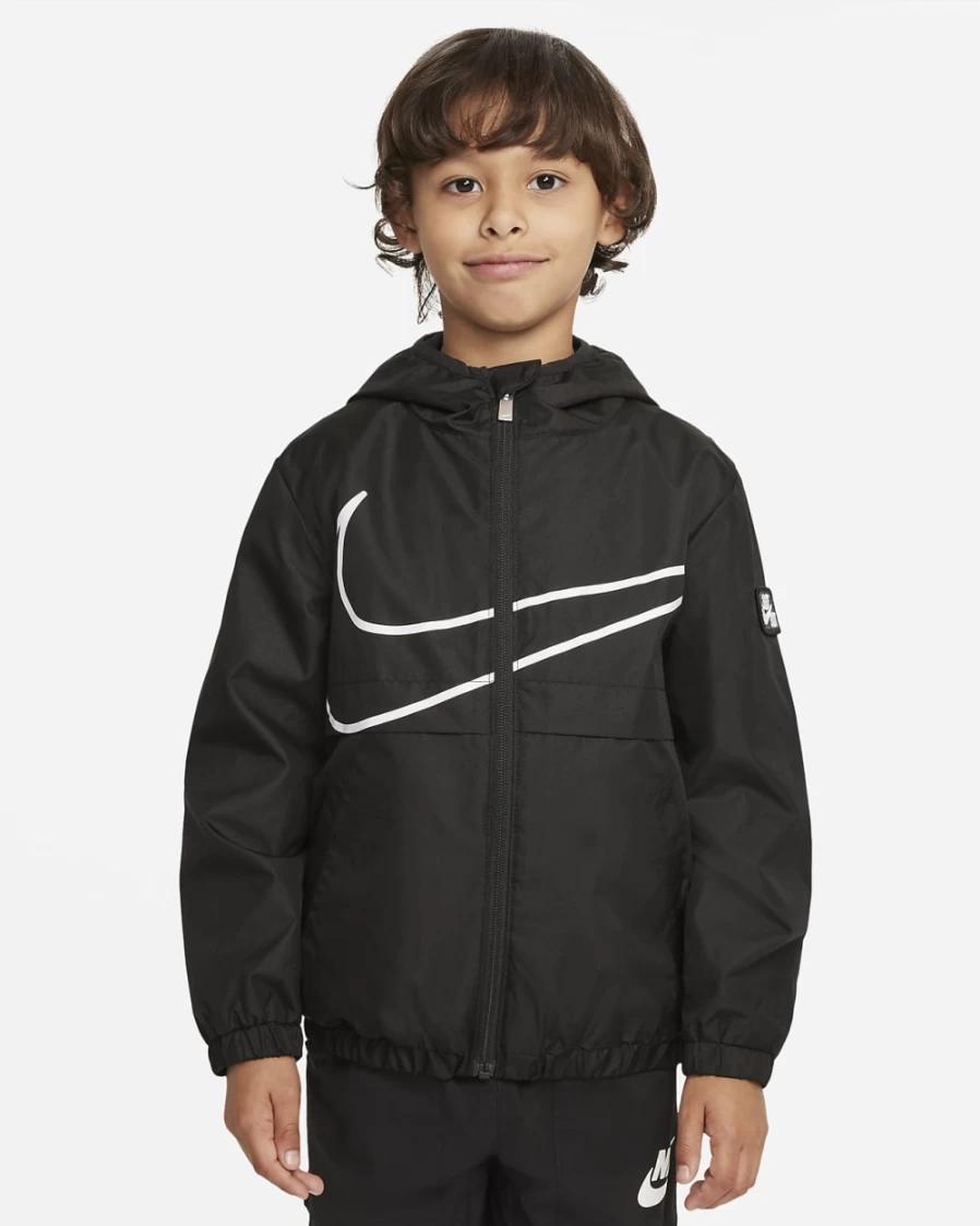 Nike Boys' Black Windrunner Full-Zip Sportswear Jacket for Kids