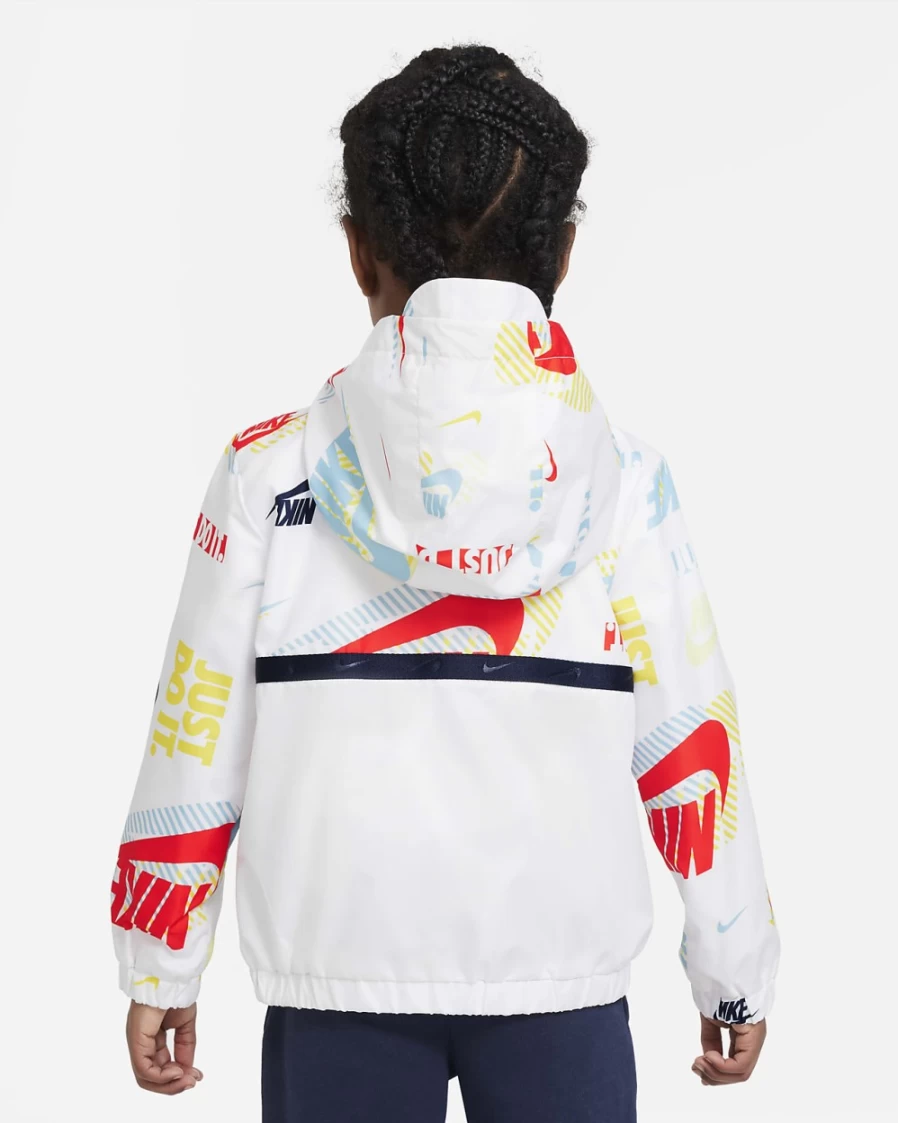 Nike Boys' White Half-Zip Print Blocked Anorak Jacket for Toddlers