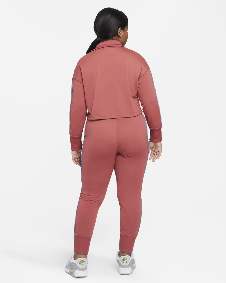 Nike Girls' High-Waisted Tracksuit Set - Canyon Rust, Laser Blue & White Sportswear for Big Kids (Extended Sizes)