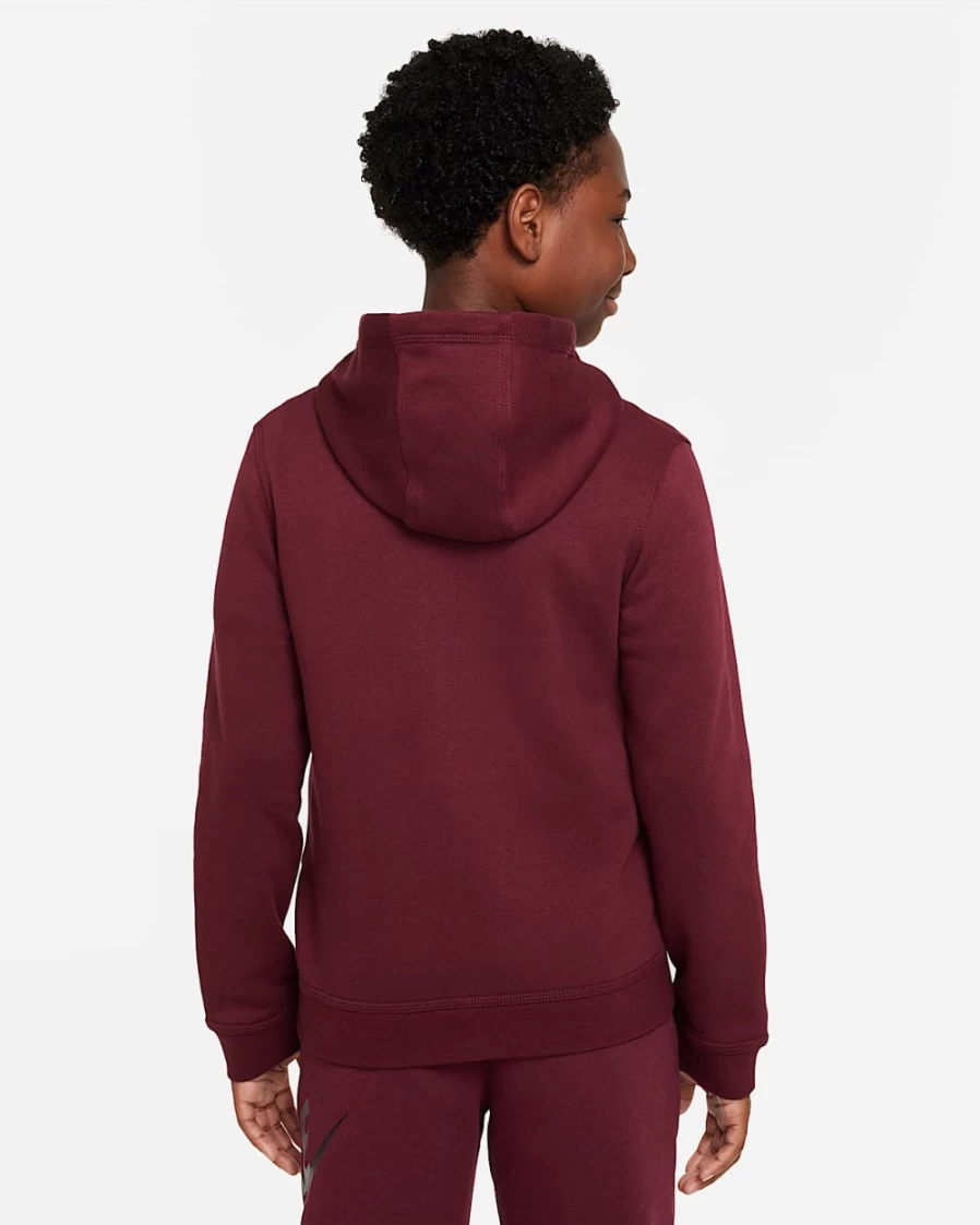 Nike Boys' Dark Beetroot Full-Zip Hoodie - Sportswear Club Big Kids' Fleece Jacket
