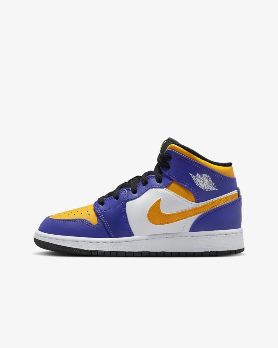 Nike Air Jordan 1 Mid Boys' Shoes - Dark Concord, White, Black, Taxi