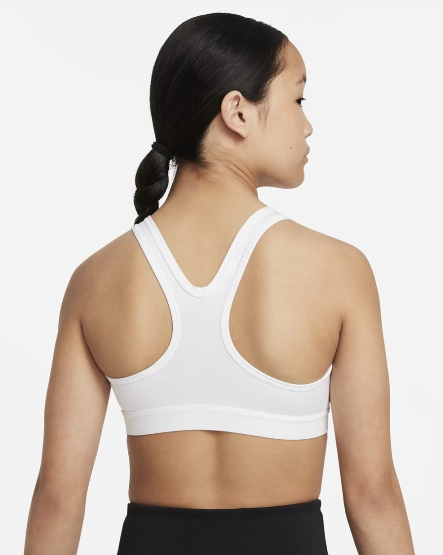Nike Pro Big Kids' (Girls') Sports Bra - White & Pure Platinum - Breathable Comfort for Active Girls
