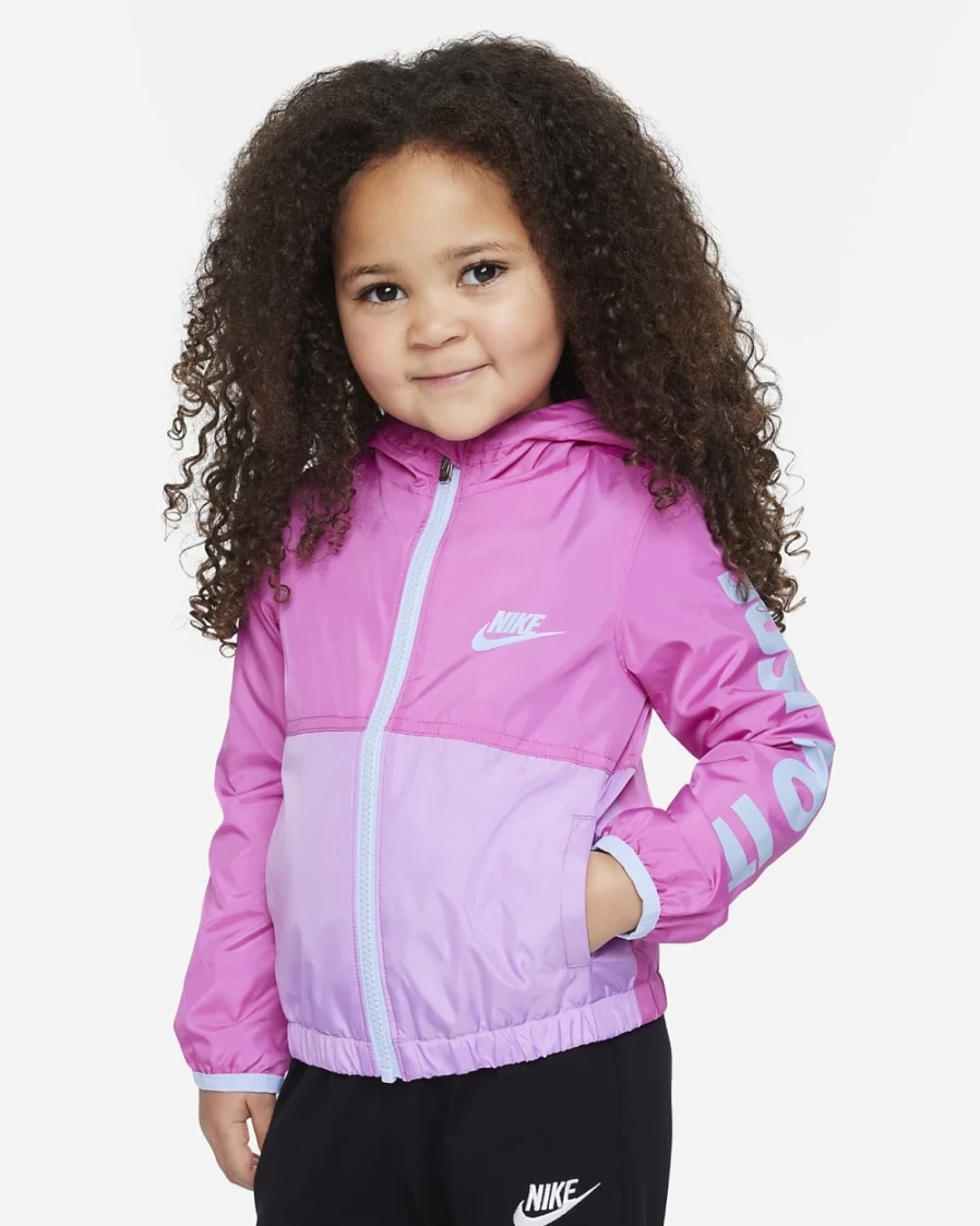 Nike Girls' Active Fuchsia 'Just Do It' Windrunner Jacket - Lightweight Running Jacket for Toddlers