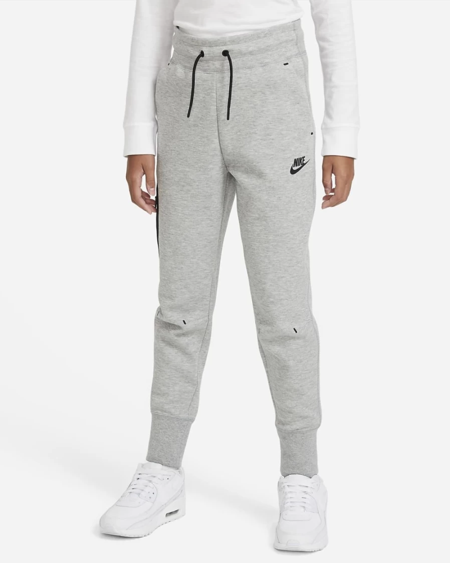 Nike Girls' Tech Fleece Sweatpants - Dark Grey Heather/White - Sportswear Joggers for Kids