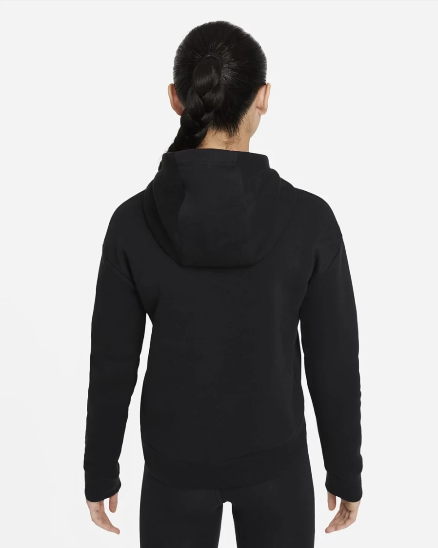 Nike Sportswear Club Fleece Hoodie for Girls - Black & White Pullover Sweatshirt