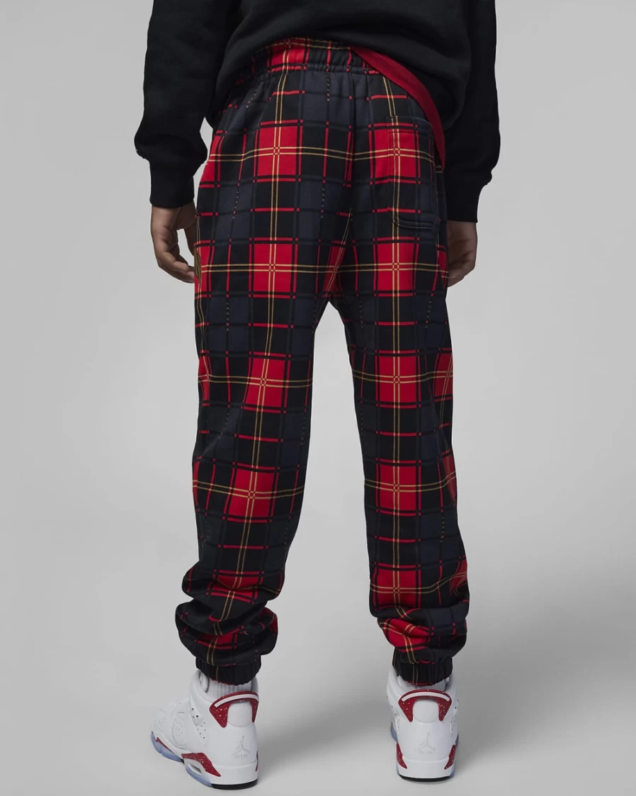 Nike Boys' Brooklyn Fleece Plaid Jogger Pants - Black