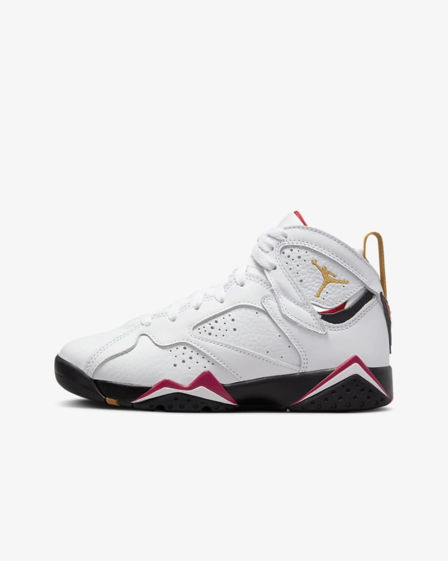 Nike Air Jordan Retro 7 Boys' Basketball Shoes - White/Cardinal Red/Chutney/Black