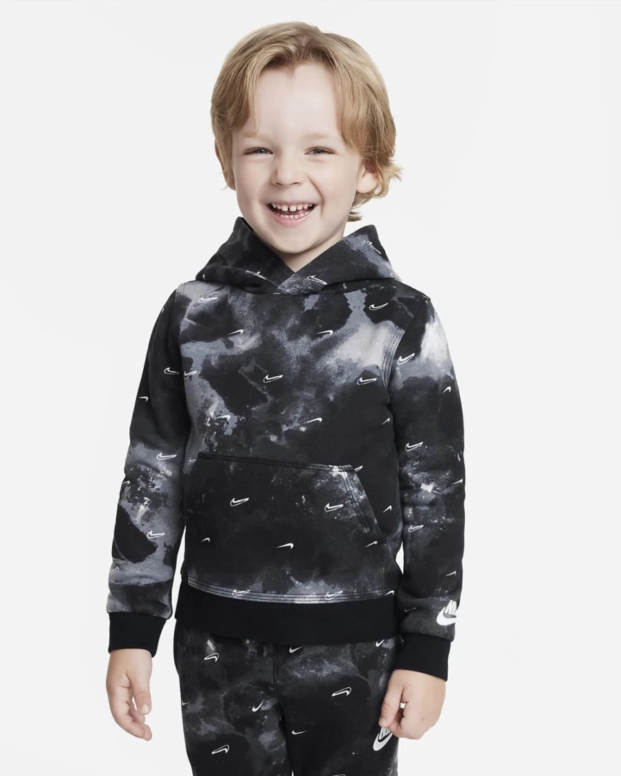 Nike Boys' Black Club Marble Fleece Pullover Hoodie - Sportswear Toddler Hooded Sweatshirt
